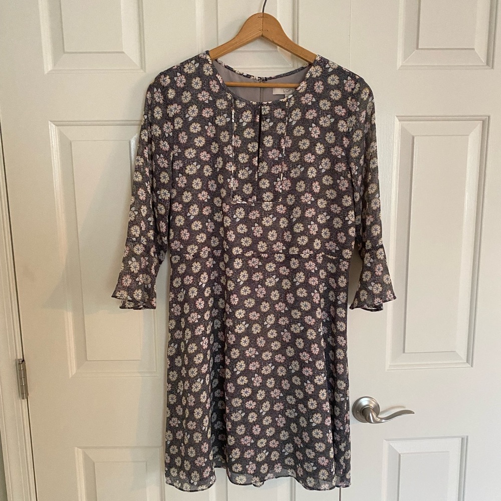 Loft Floral 3/4 Sleeve Dress